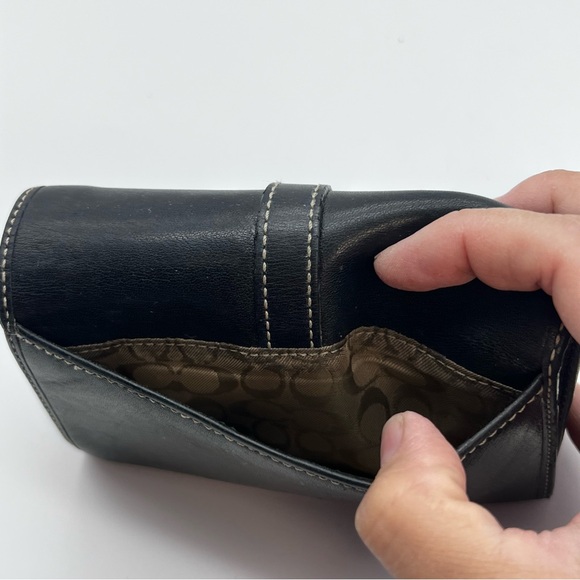 Coach Vintage Buckle Soho Trifold Leather Wallet Black - Picture 6 of 13